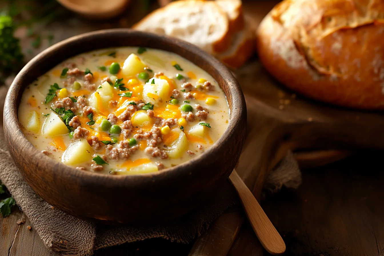 creamy potato hamburger soup